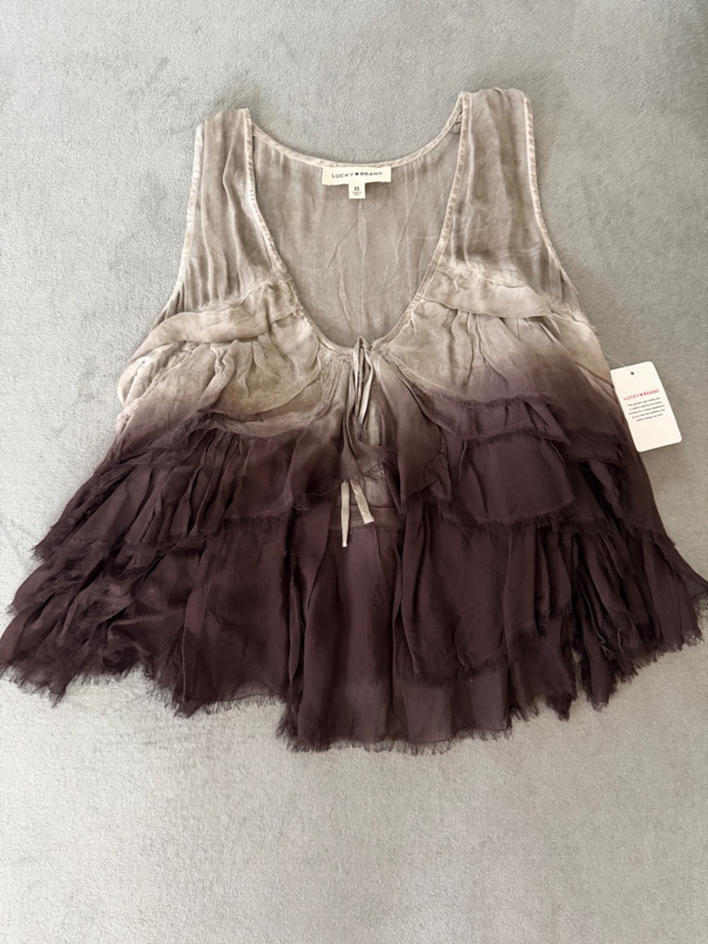 Lucky Brand Taupe to Plum Ombre Ruffle Camisole